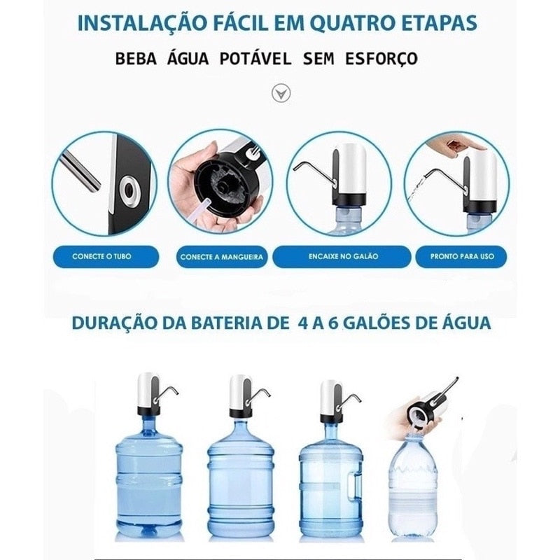 Bomba elétrica recarregável para bebedouro