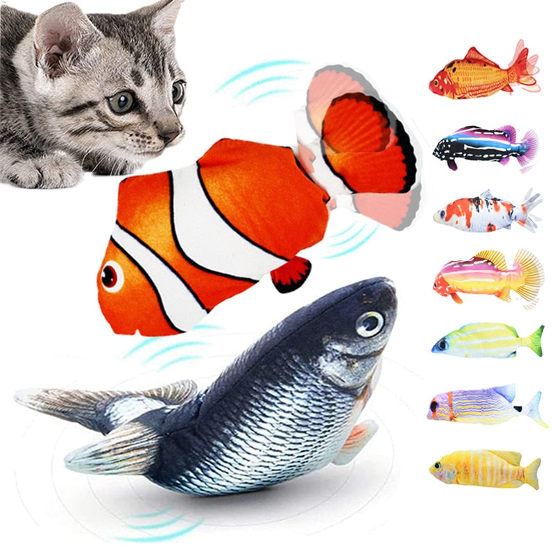 Brinquedo interativo para gatos, peixe que pula usb