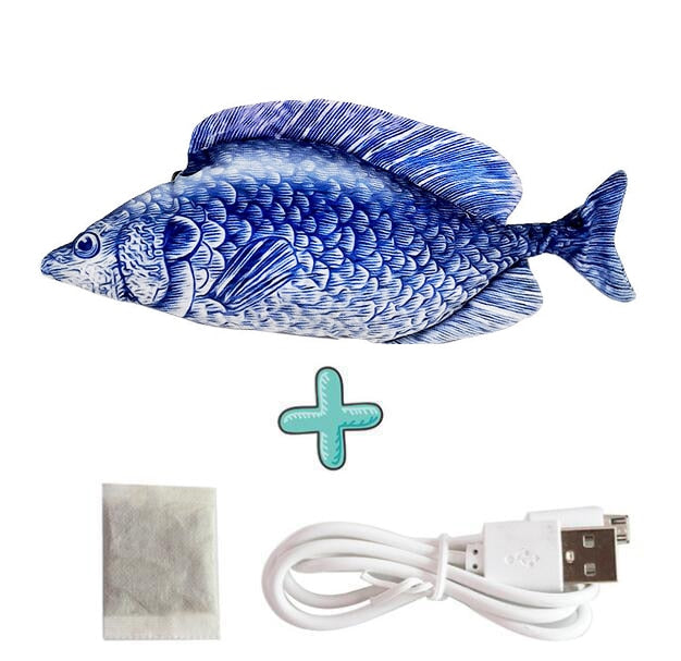 Brinquedo interativo para gatos, peixe que pula usb