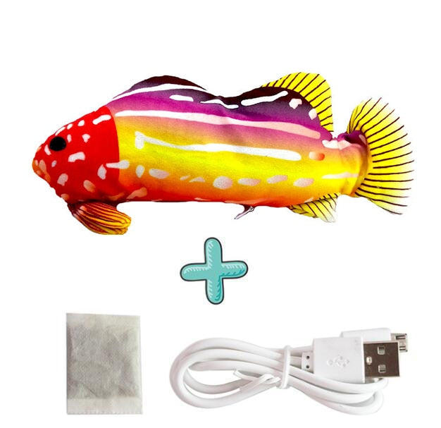 Brinquedo interativo para gatos, peixe que pula usb