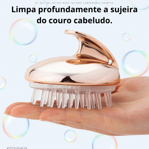 Escova de silicone de limpeza e massageadora capilar