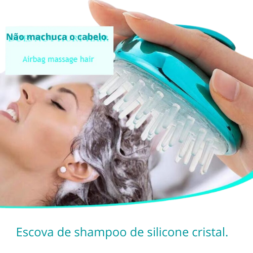 Escova de silicone de limpeza e massageadora capilar